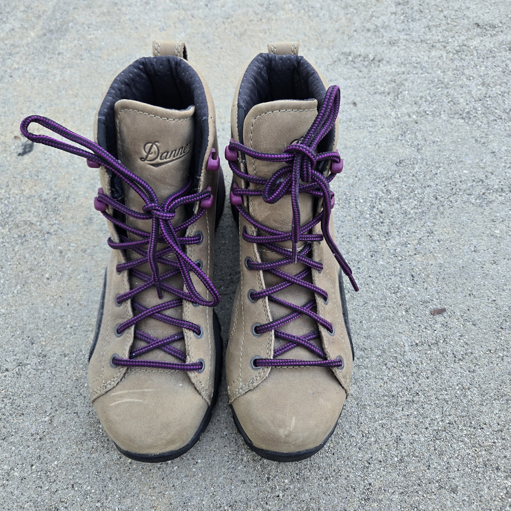 Brand New* Never Used* Danner Women's Tan Hiking Boots with Purple Laces